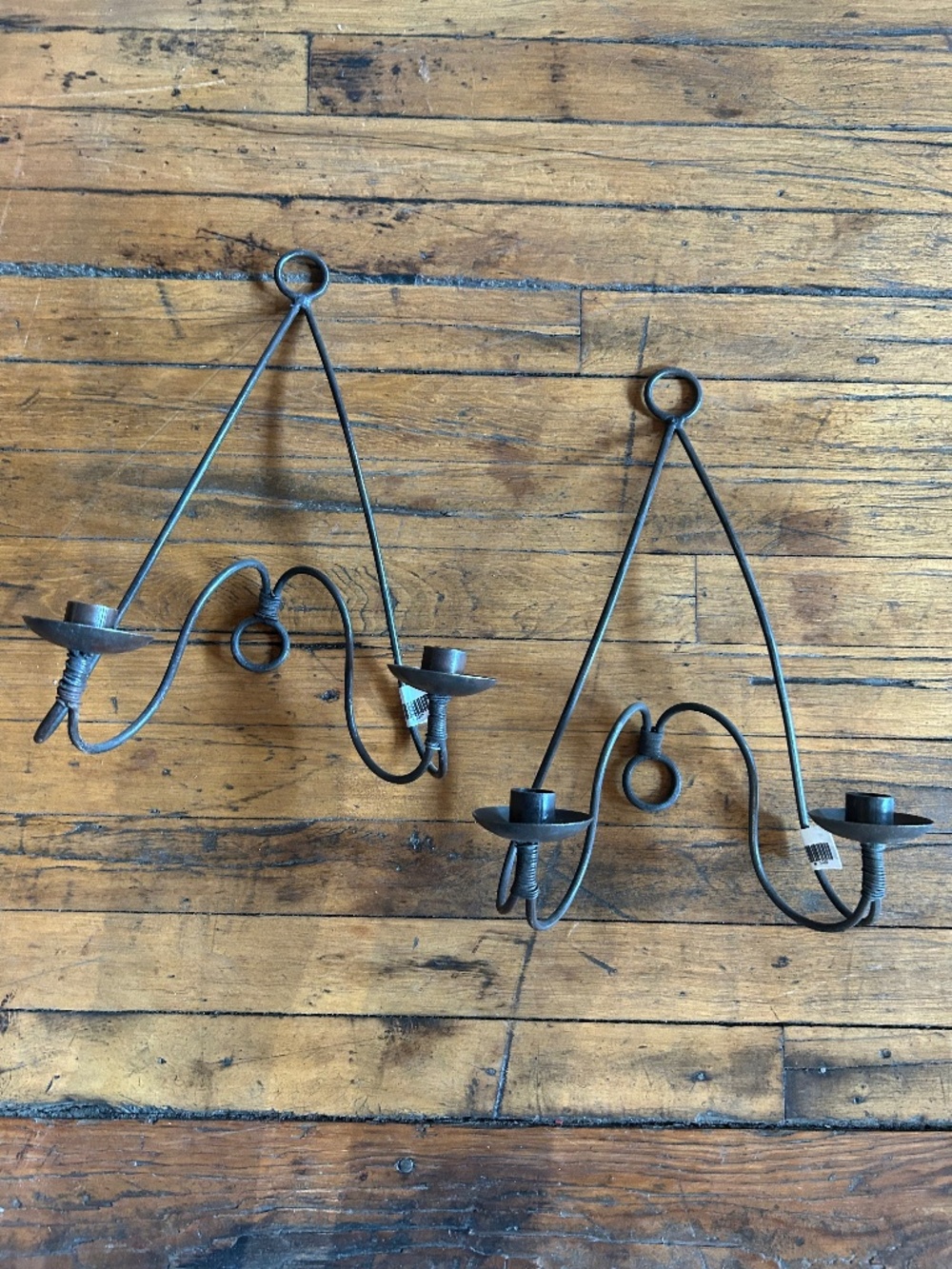 Set of two iron wall candle sconces